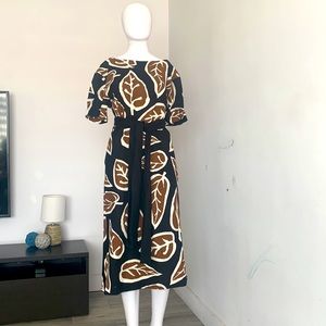 Who What Wear Leaf Print Dress Medium